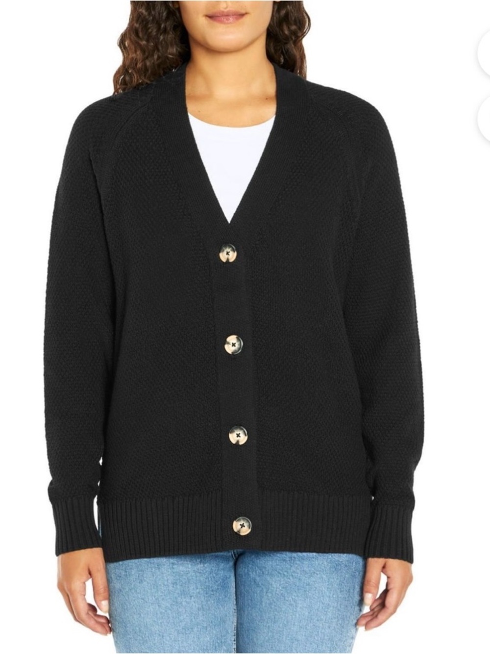 GAP Black V-Neck Button Front Women’s Cardigan Sweater